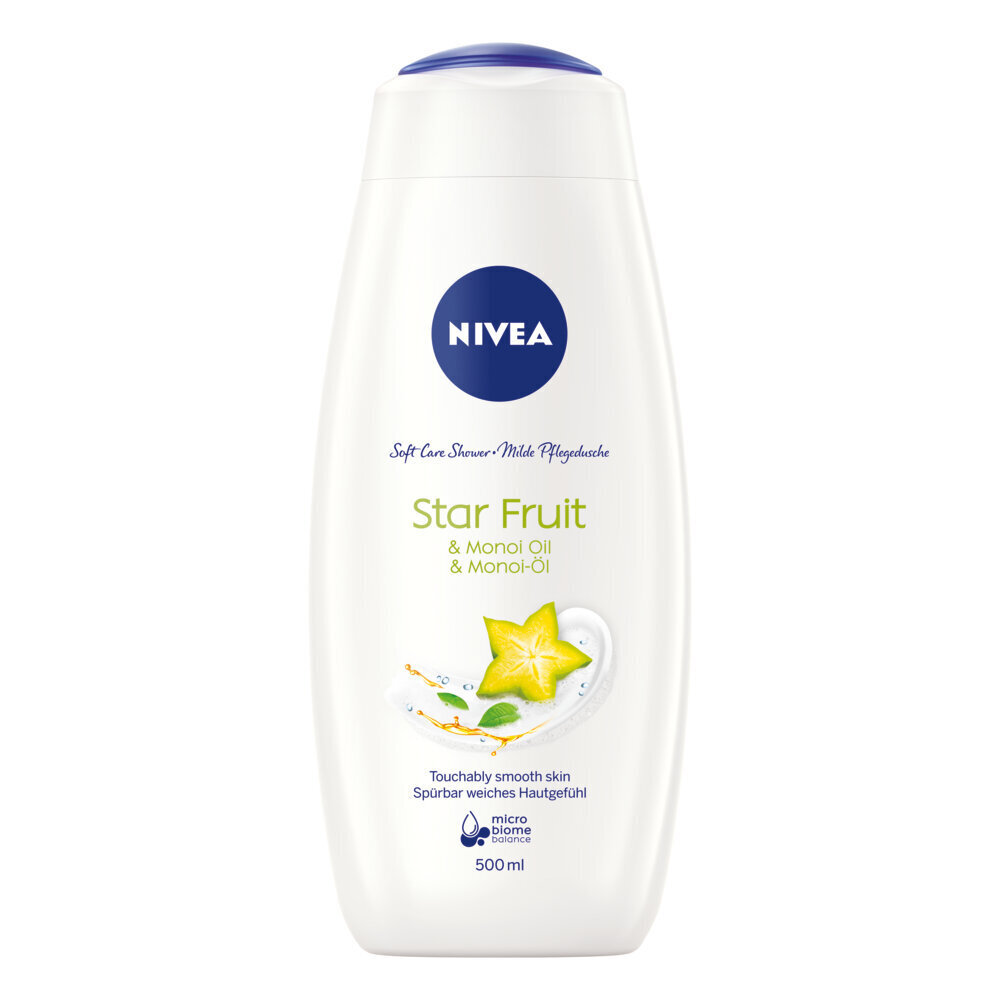 Suihkugeeli Nivea Care & Star Fruit, 6 x 500 ml hinta ja tiedot | Suihkusaippuat ja suihkugeelit | hobbyhall.fi