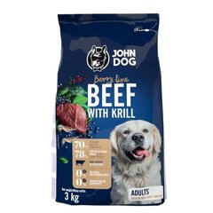 John Dog Berry, naudanliha ja krilli, 3 kg hinta ja tiedot | Koiran kuivaruoka | hobbyhall.fi