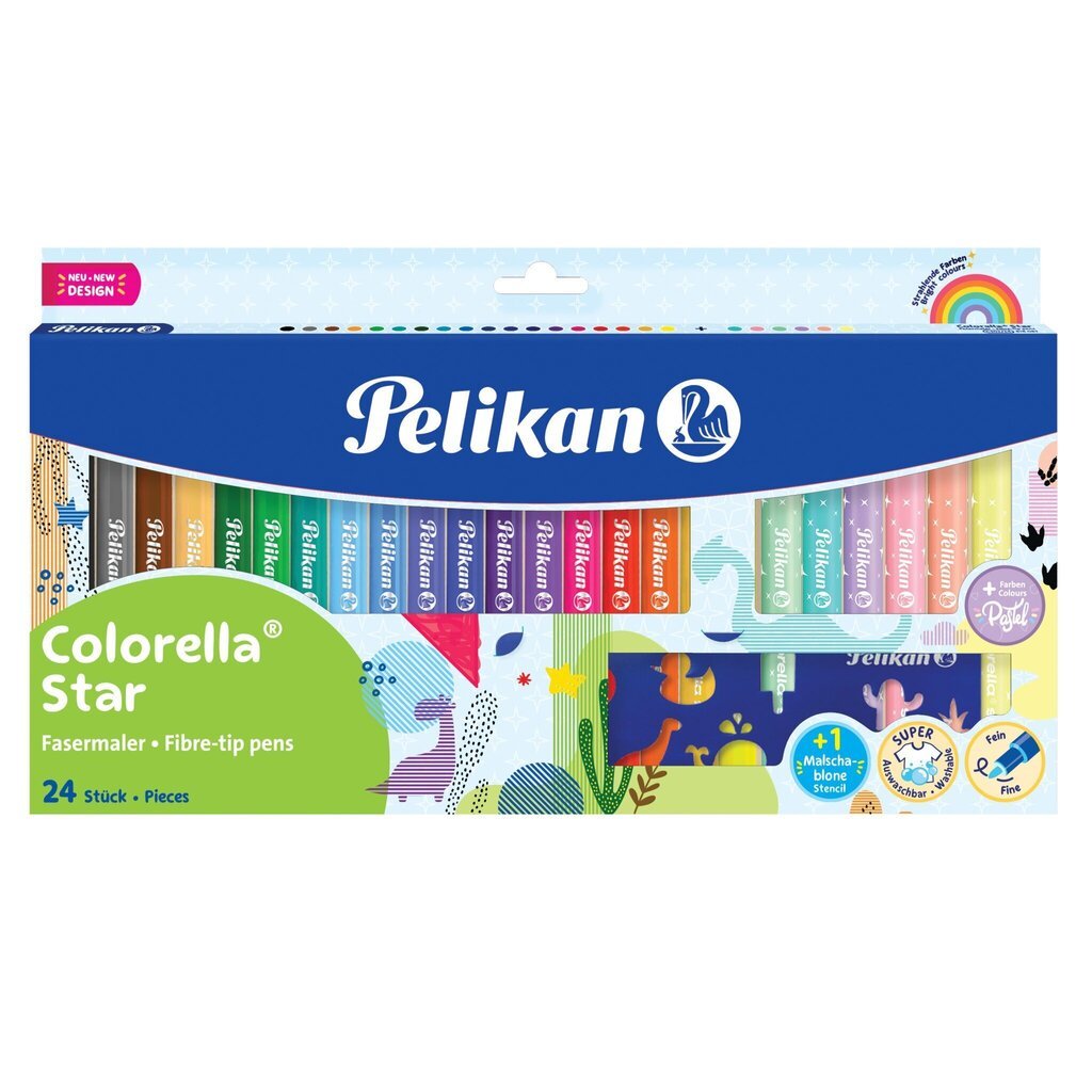 PELIKAN huopakynät, Colorella Star, pyöreät, 24 väriä (18 + 6) hinta ja tiedot | Taide- ja askartelutarvikkeet | hobbyhall.fi