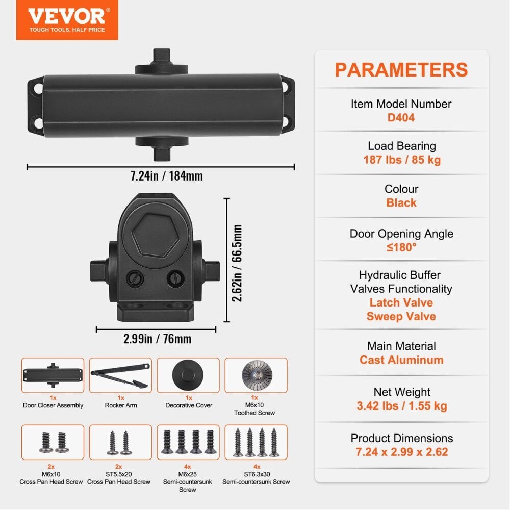 Oven suljin Vevor, 85 kg hinta ja tiedot | Oven saranat ja lisävarusteet | hobbyhall.fi