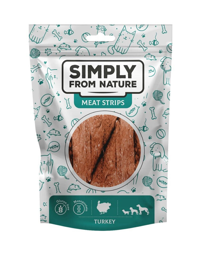 Simply From Nature Meat Strips kalkkuna, 5 x 80 g hinta ja tiedot | Koiran herkut | hobbyhall.fi