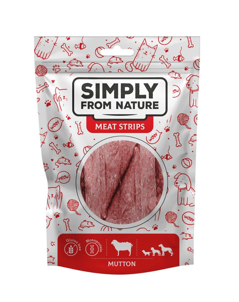 Simply From Nature Meat Strips Mix nauta, vuohi ja lammas, 3x80 g hinta ja tiedot | Koiran herkut | hobbyhall.fi