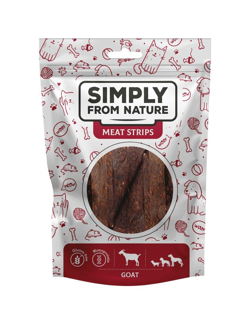 Simply From Nature Meat Strips Mix nauta, vuohi ja lammas, 3x80 g hinta ja tiedot | Koiran herkut | hobbyhall.fi