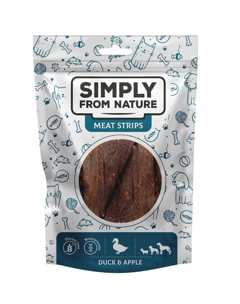 Simply From Nature Meat Strips ankka ja omena, 5x80 g hinta ja tiedot | Koiran herkut | hobbyhall.fi