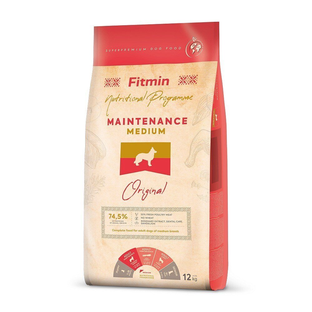 Fitmin Dog Medium Maintenance siipikarjaa, 12 kg hinta ja tiedot | Koiran kuivaruoka | hobbyhall.fi