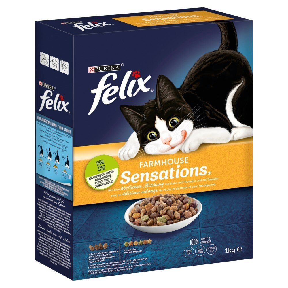 Purina Felix Farmhouse Sensations kanalla, 1 kg hinta ja tiedot | Kissan kuivaruoka | hobbyhall.fi