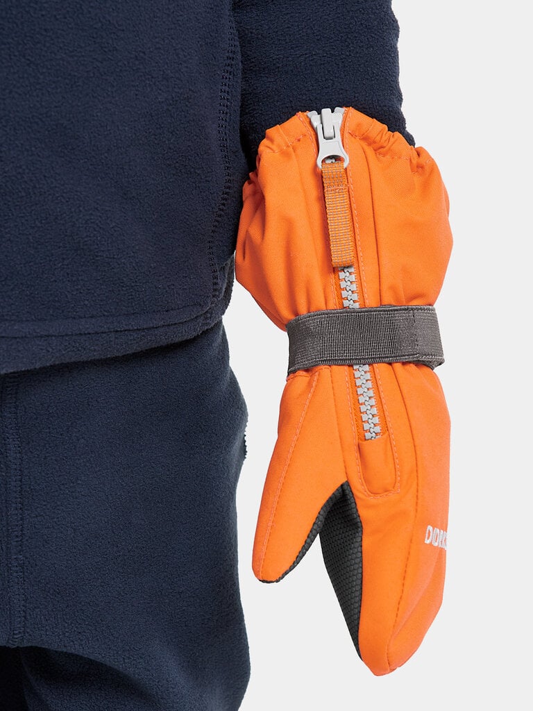 Didriksons lasten talvihanskat BIGGLES ZIP MITTEN 7, oranssi hinta ja tiedot | Lasten talvivaatteet | hobbyhall.fi