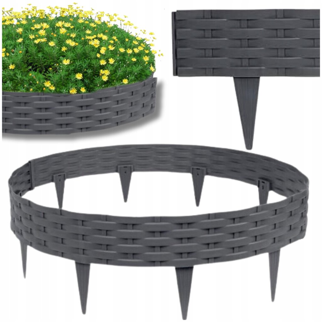 Garden Palisada nurmikon reunus 158 Cm X 9cm grey wicken hinta ja tiedot | Aidat ja tarvikkeet | hobbyhall.fi