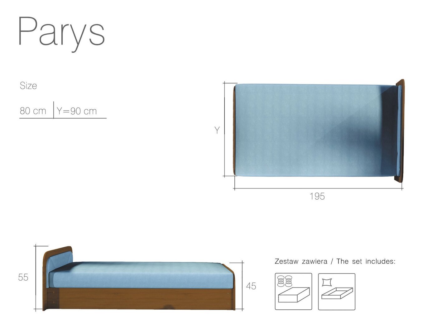 Parys sänky, 80X190 cm, ruskea hinta ja tiedot | Sängyt | hobbyhall.fi
