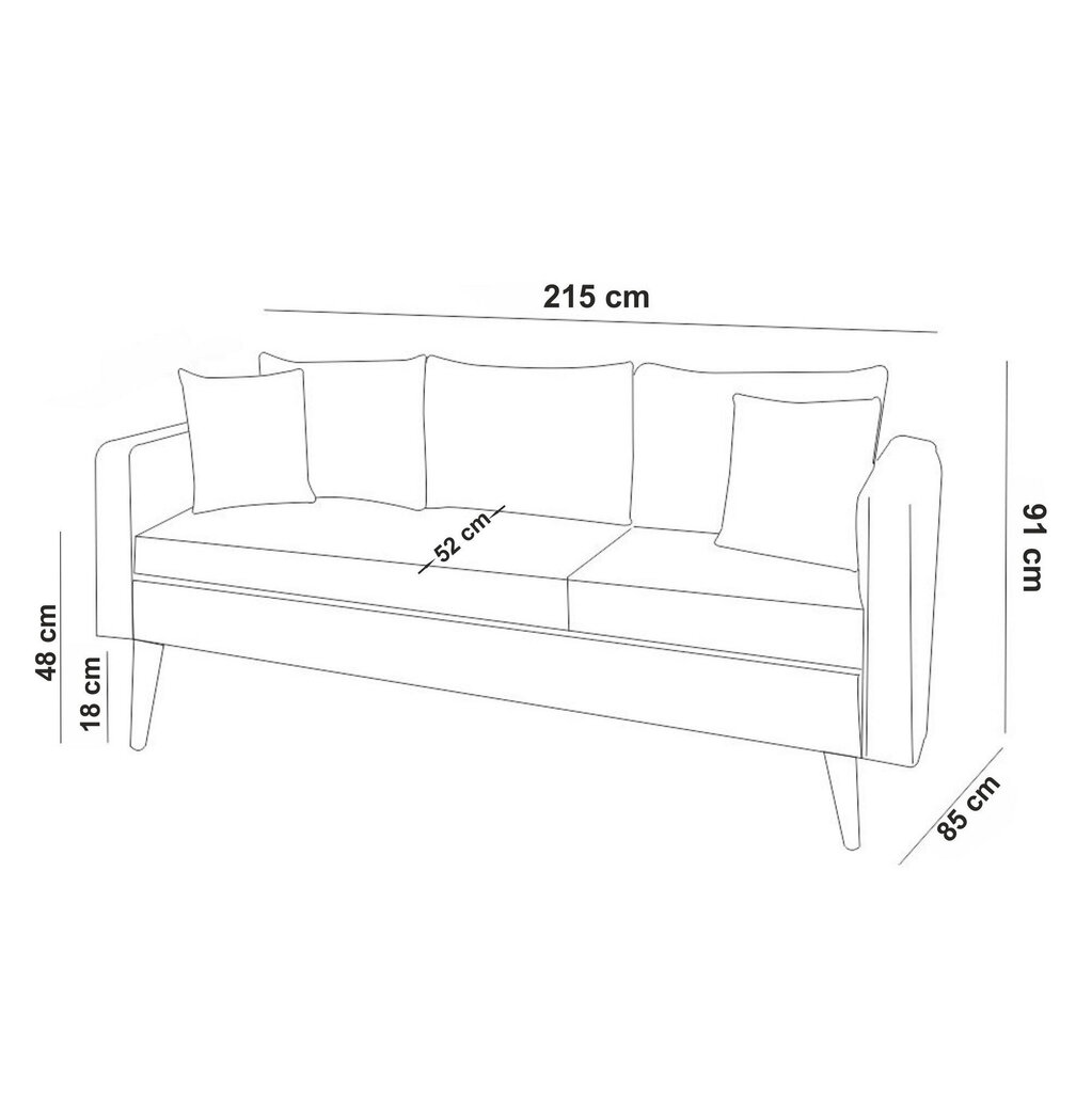 2-osainen pehmeä huonekalusarja Sofia-TKM03-0701, harmaa hinta ja tiedot | Sohvaryhmät | hobbyhall.fi