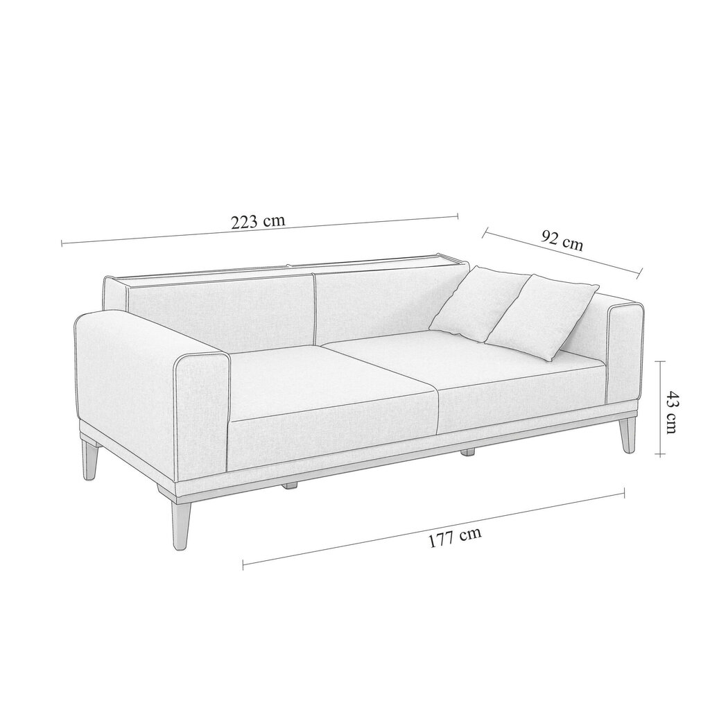 2-osainen pehmeä huonekalusarja Liones-TKM1-1053, harmaa hinta ja tiedot | Sohvaryhmät | hobbyhall.fi