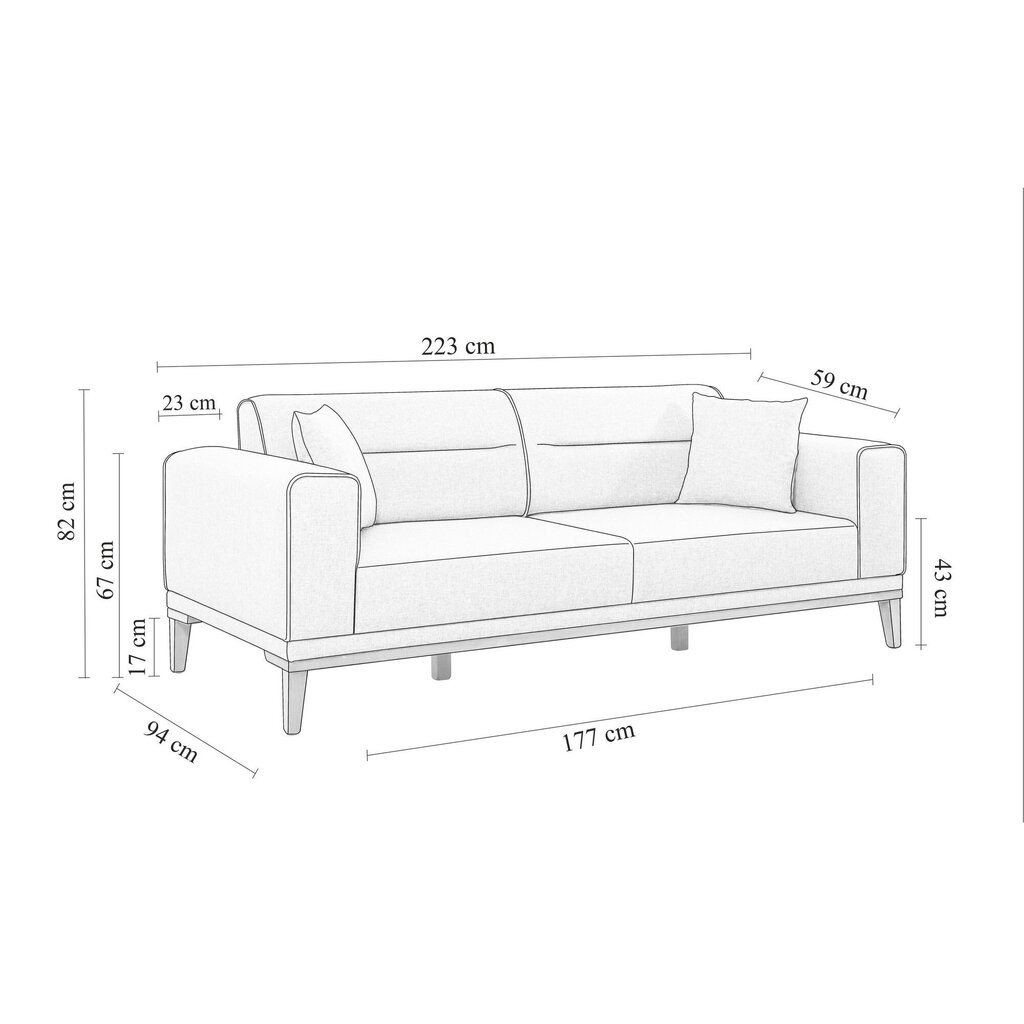 2-osainen pehmeä huonekalusarja Liones-TKM1-1053, harmaa hinta ja tiedot | Sohvaryhmät | hobbyhall.fi