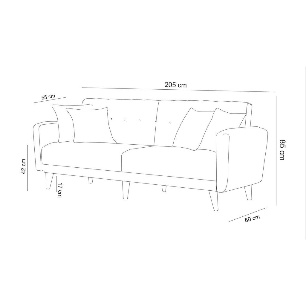 2-osainen pehmeä huonekalusarja Aria-TKM7-S 1070, vihreä hinta ja tiedot | Sohvaryhmät | hobbyhall.fi