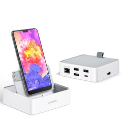 Sovitin UGREEN 50597 CM194 6in1 Type-C Sisään 3USB3.0 Hub HDMI PD för HUAWEI Mate40/P50 Samsung S20 hinta ja tiedot | Adapterit | hobbyhall.fi