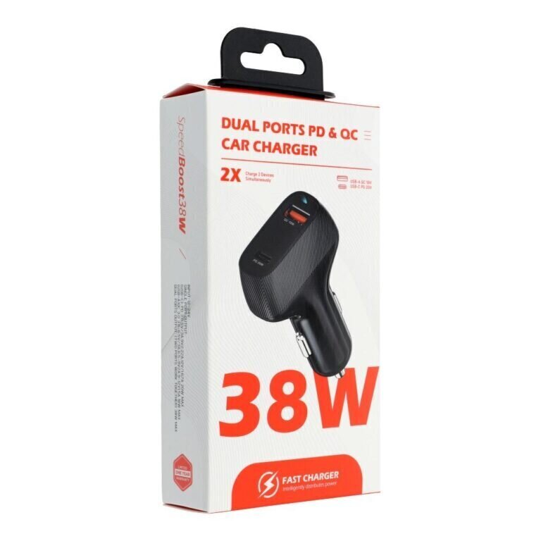 Autolaturi QWE CARBON Type C 3.0 PD20W + USB QC3.0 18W 3A CC271-1C1A hinta ja tiedot | Puhelimen laturit | hobbyhall.fi