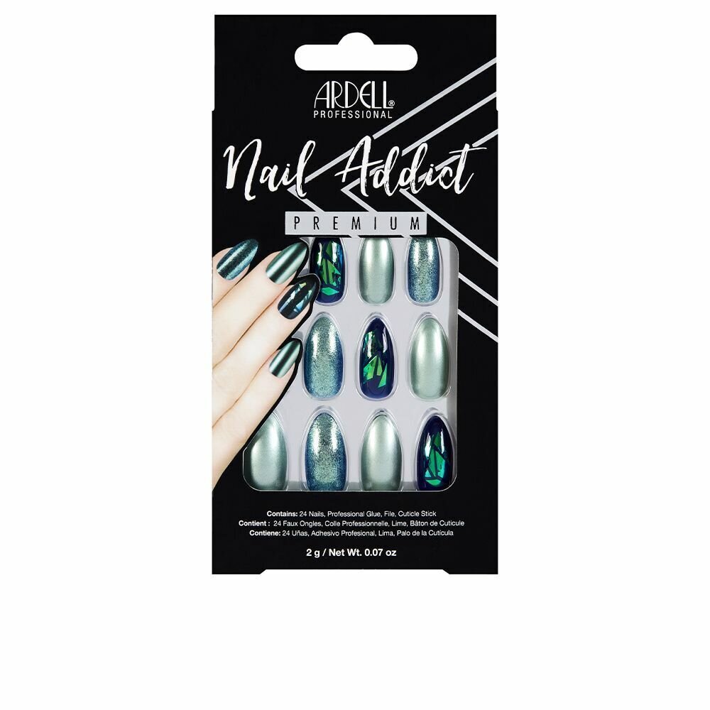 Tekokynnet Ardell Nail Addict Green Glitter Chrome (24 pcs) hinta ja tiedot | Manikyyri- ja pedikyyritarvikkeet | hobbyhall.fi