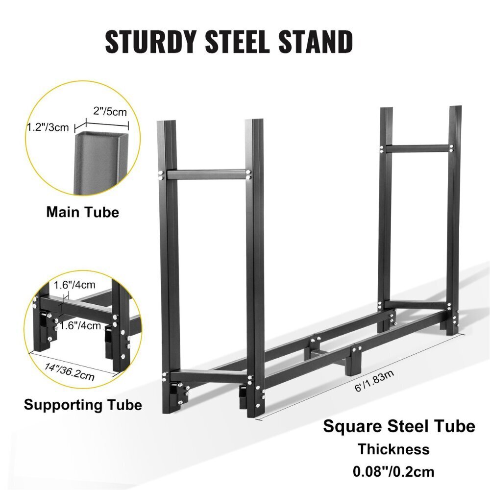 Metallinen polttopuukoroke Vevor 590 kg, 183,5x36,2x122 hinta ja tiedot | Takka- ja uunitarvikkeet | hobbyhall.fi