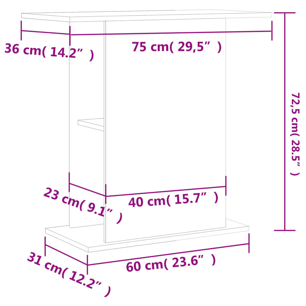 vidaXL Akvaarioteline musta 75x36x72,5 cm tekninen puu hinta ja tiedot | Akvaariotarvikkeet | hobbyhall.fi