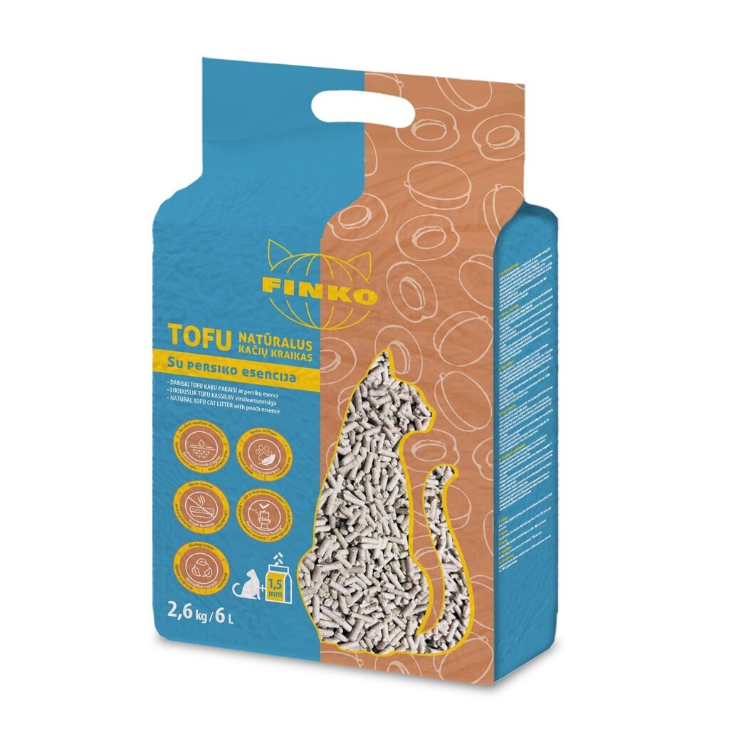 Kissanhiekka persikkauutteella Finko Tofu 2,6 kg hinta ja tiedot | Kissanhiekka | hobbyhall.fi