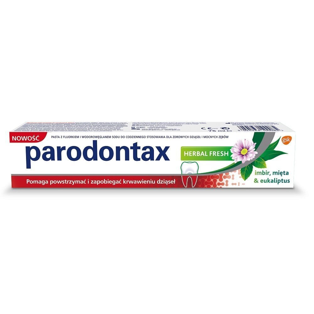 Hampaiden Tahnapasta Parodontax Herbal Fresh Hampaiden Verenvuodolta - Inkivääri, Piparminttu, Eukalyptus, 75ml hinta ja tiedot | Suuhygienia | hobbyhall.fi