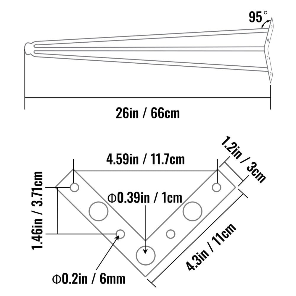 Pöydänjalat Vevor, 66 cm, 4 kpl hinta ja tiedot | Jalat huonekaluihin | hobbyhall.fi