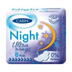 Carin Ultra Wings Yösiteet, 8 kpl hinta ja tiedot | Tamponit ja terveyssiteet | hobbyhall.fi