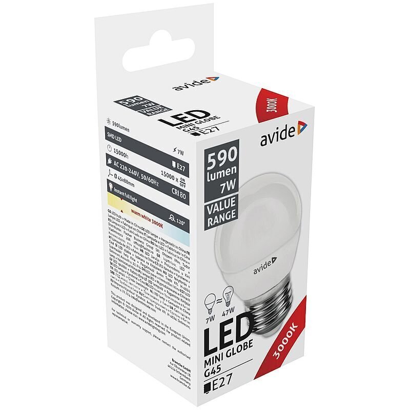 Avide LED-lamppu 7W E27 3000K hinta ja tiedot | Lamput | hobbyhall.fi