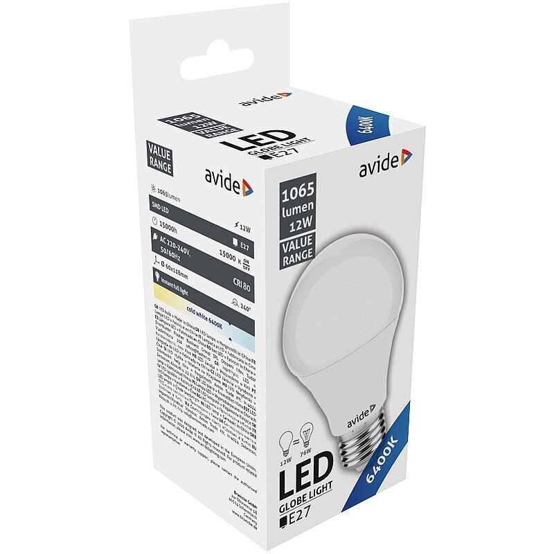 Avide LED-lamppu 12W E27 6400K hinta ja tiedot | Lamput | hobbyhall.fi