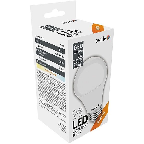 Avide LED-lamppu 8W E27 4000K