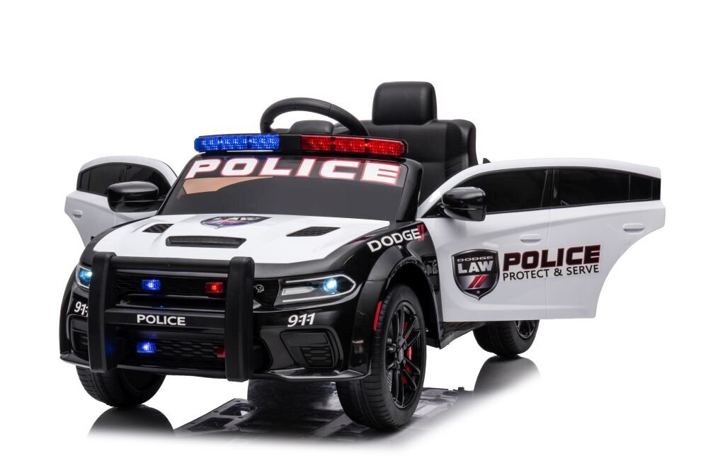 Dodge Charger yksipaikkainen poliisin sähköauto lapsille, valkoinen hinta ja tiedot | Lasten sähköautot | hobbyhall.fi