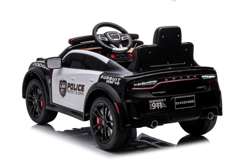 Dodge Charger yksipaikkainen poliisin sähköauto lapsille, valkoinen hinta ja tiedot | Lasten sähköautot | hobbyhall.fi