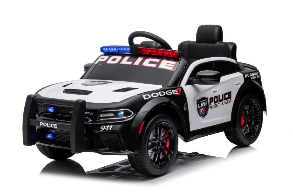 Dodge Charger yksipaikkainen poliisin sähköauto lapsille, valkoinen hinta ja tiedot | Lasten sähköautot | hobbyhall.fi