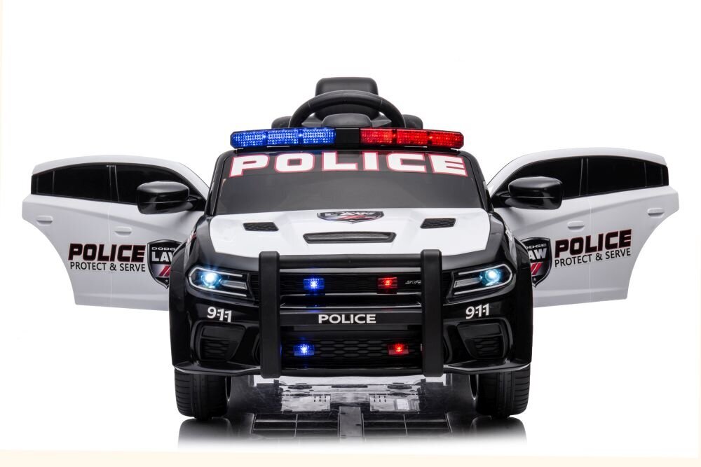 Dodge Charger yksipaikkainen poliisin sähköauto lapsille, valkoinen hinta ja tiedot | Lasten sähköautot | hobbyhall.fi