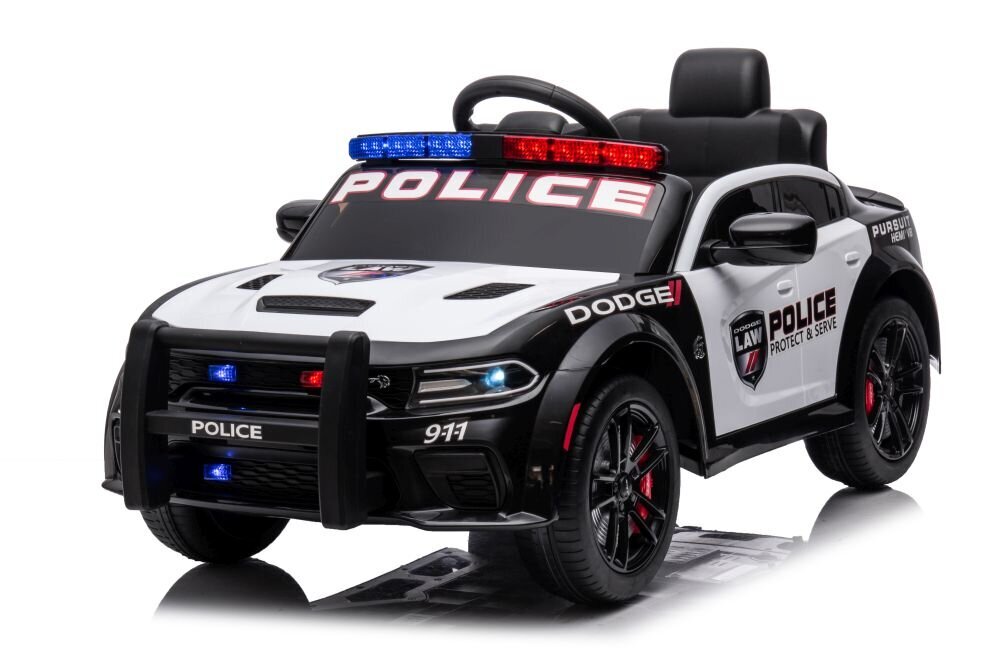 Dodge Charger yksipaikkainen poliisin sähköauto lapsille, valkoinen hinta ja tiedot | Lasten sähköautot | hobbyhall.fi