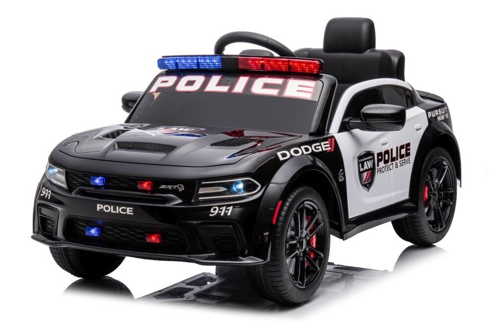 Dodge Charger yksipaikkainen poliisin sähköauto lapsille, musta hinta ja tiedot | Lasten sähköautot | hobbyhall.fi