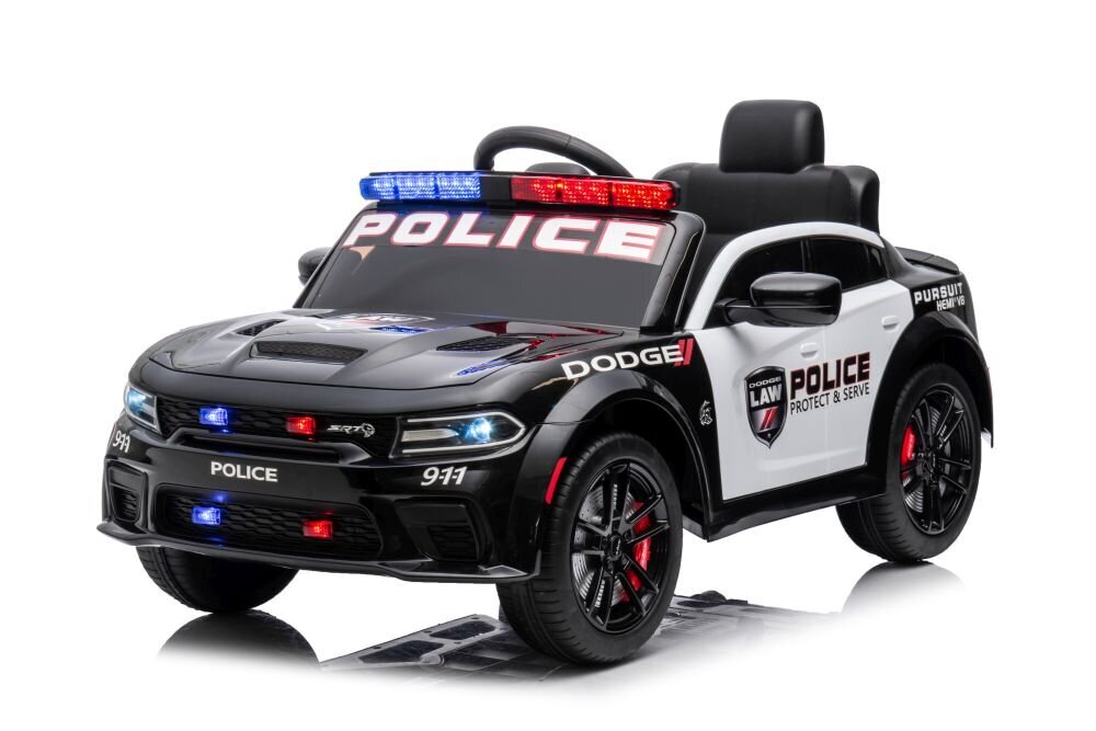 Dodge Charger yksipaikkainen poliisin sähköauto lapsille, musta hinta ja tiedot | Lasten sähköautot | hobbyhall.fi