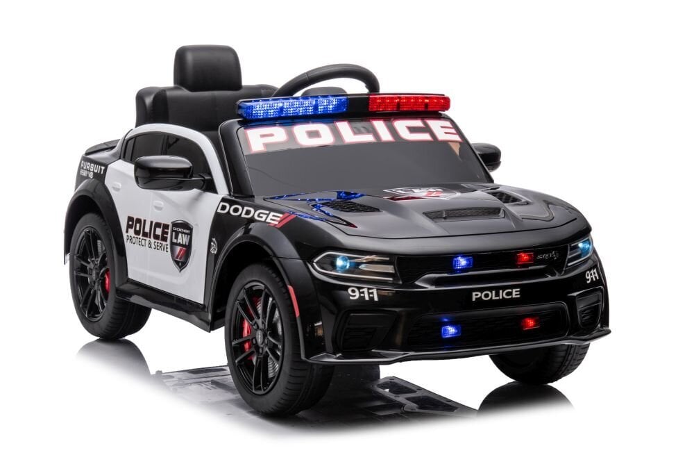 Dodge Charger yksipaikkainen poliisin sähköauto lapsille, musta hinta ja tiedot | Lasten sähköautot | hobbyhall.fi