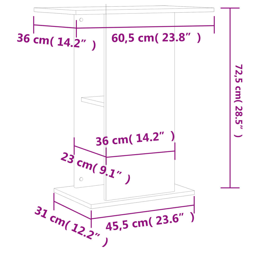 vidaXL Akvaarioteline savutammi 60,5x36x72,5 cm tekninen puu hinta ja tiedot | Akvaariotarvikkeet | hobbyhall.fi