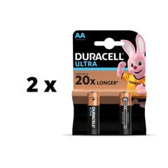 Paristot DURACELL ULTRA AA, 2 kpl. x 2 kpl. paketti hinta ja tiedot | Paristot | hobbyhall.fi