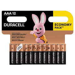 Paristot Duracell AAA, LR03, 12 kpl. hinta ja tiedot | Paristot | hobbyhall.fi