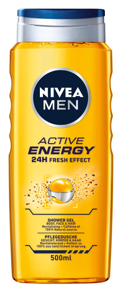 Suihkugeeli miehille Nivea Men Active Energy, 6 x 500 ml hinta ja tiedot | Suihkusaippuat ja suihkugeelit | hobbyhall.fi