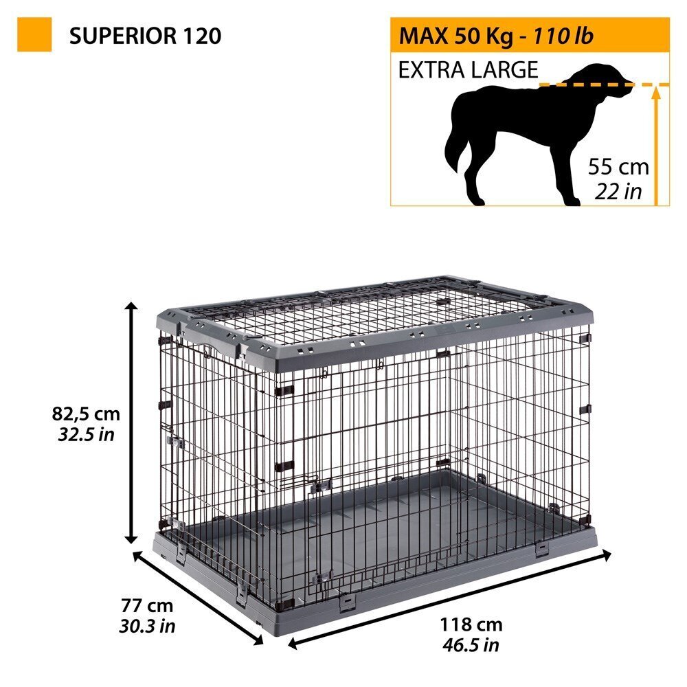 Ferplast Superior 120 häkki, 118x77x82,5 cm, musta hinta ja tiedot | Kuljetushäkit ja kuljetuslaatikot | hobbyhall.fi