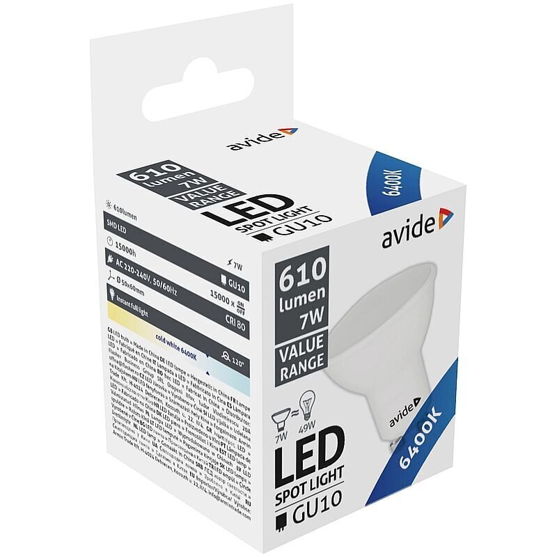 Avide LED-lamppu 7W GU10 6400K hinta ja tiedot | Lamput | hobbyhall.fi