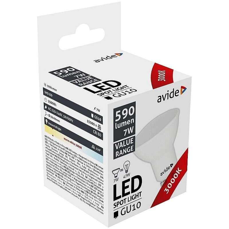 Avide LED-lamppu 7W GU10 3000K hinta ja tiedot | Lamput | hobbyhall.fi