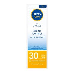 Nivea Sun UV Kasvovoide Shine Control Mattaava kasvovoide SPF30, 50 ml hinta ja tiedot | Aurinkovoiteet | hobbyhall.fi