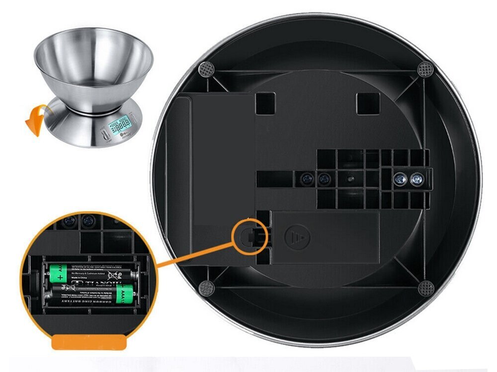 Elektroninen digitaalinen keittiövaaka kulholla 5kg hinta ja tiedot | Keittiövaa'at | hobbyhall.fi