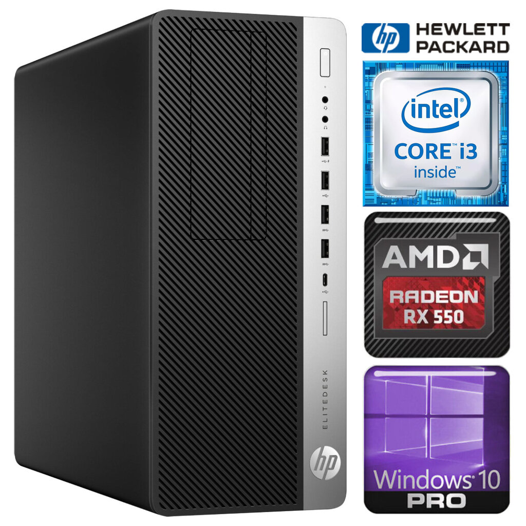 HP 800 G3 Tower i3-7100 16GB 512SSD M.2 NVME+2TB RX550 4GB WIN10Pro hinta ja tiedot | Pöytätietokoneet | hobbyhall.fi