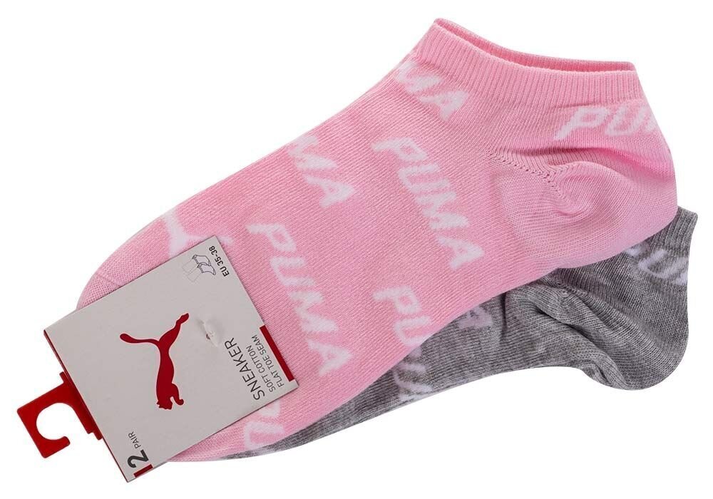 Puma naisten sukat, 2 paria Sneaker 907947*04, harmaa+pinkki hinta ja tiedot | Miesten sukat | hobbyhall.fi