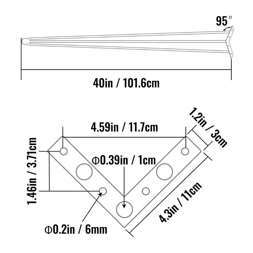 Pöydänjalat Vevor, 101,6 cm, 4 kpl hinta ja tiedot | Jalat huonekaluihin | hobbyhall.fi