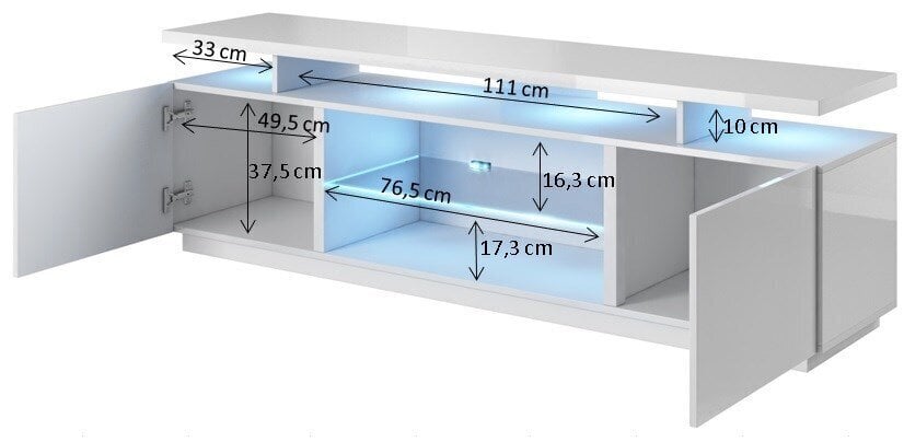 TV-taso Cama Meble Eva, 180x40x56 cm, musta hinta ja tiedot | TV-tasot | hobbyhall.fi